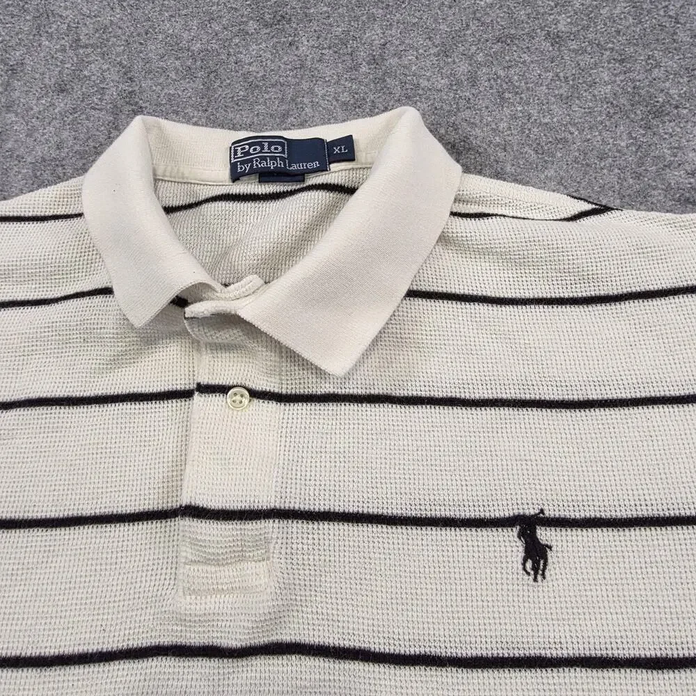 Polo Ralph Lauren T Shirt Mens XL White Striped Cotton Short Sleeve Pony‎ Logo